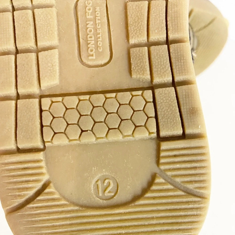 London Fog Collection Brown Leather Denim Boots Toddler Boys Size 12M - Picture 7 of 9